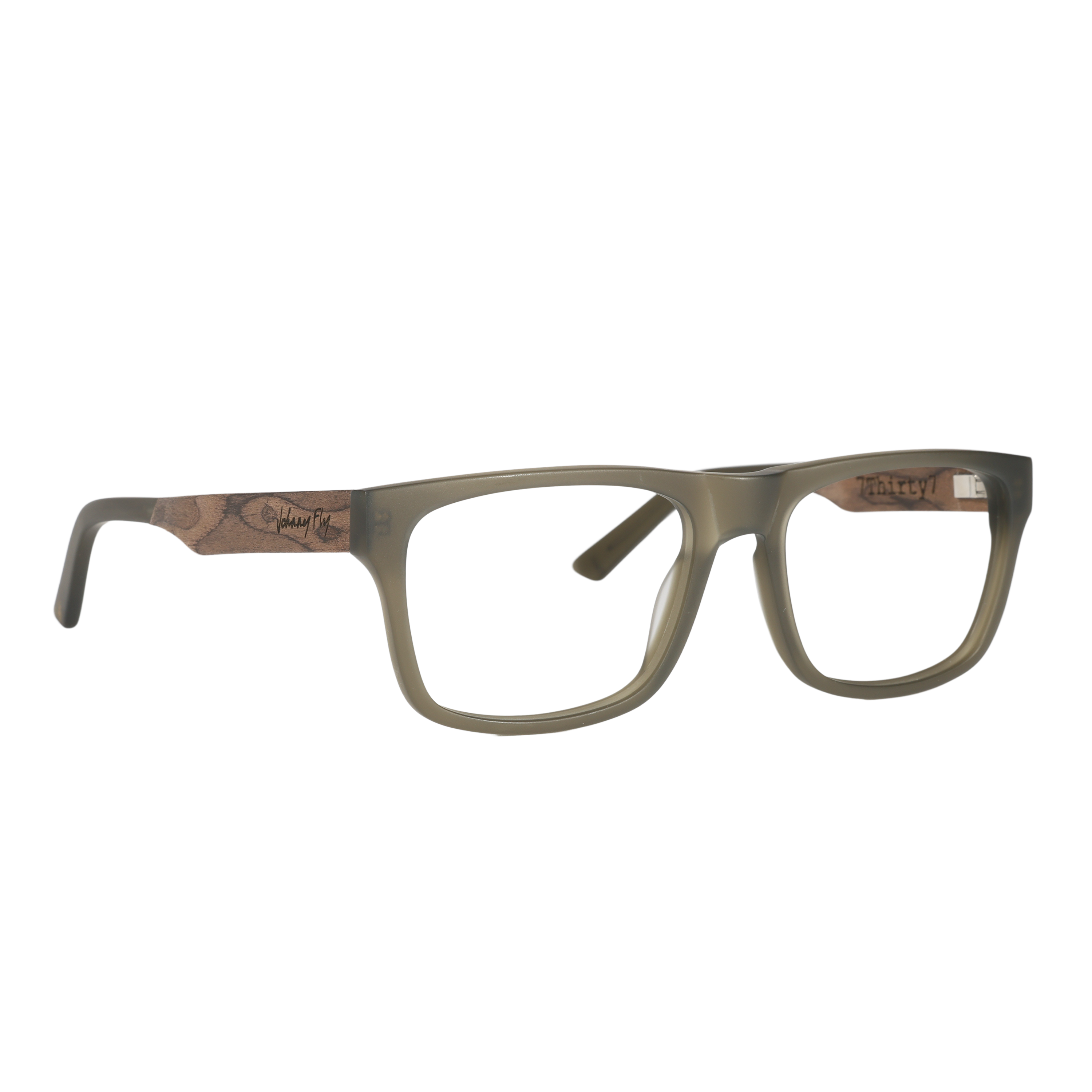7Thirty7 737 SANDED OLIVE square large fit wide Eyeglasses Prescription by Johnny Fly | Handcrafted with Acetate and Wood  #color_sanded-olive