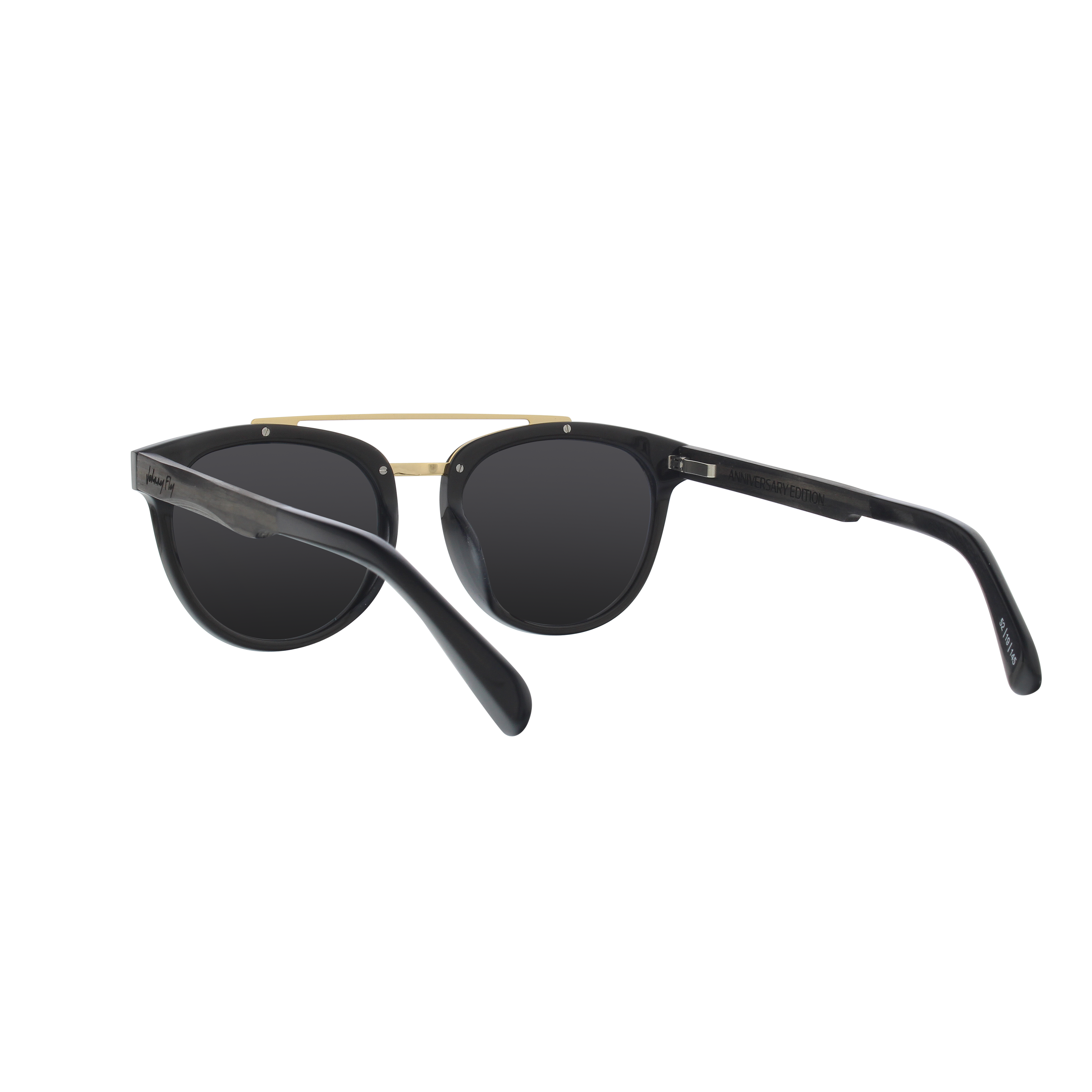Captain Anniversary Edition Crossbar Aviator Polarized Sunglasses by Johnny Fly | Handcrafted with Acetate and Wood #color_black-pearl-anniversary-edition