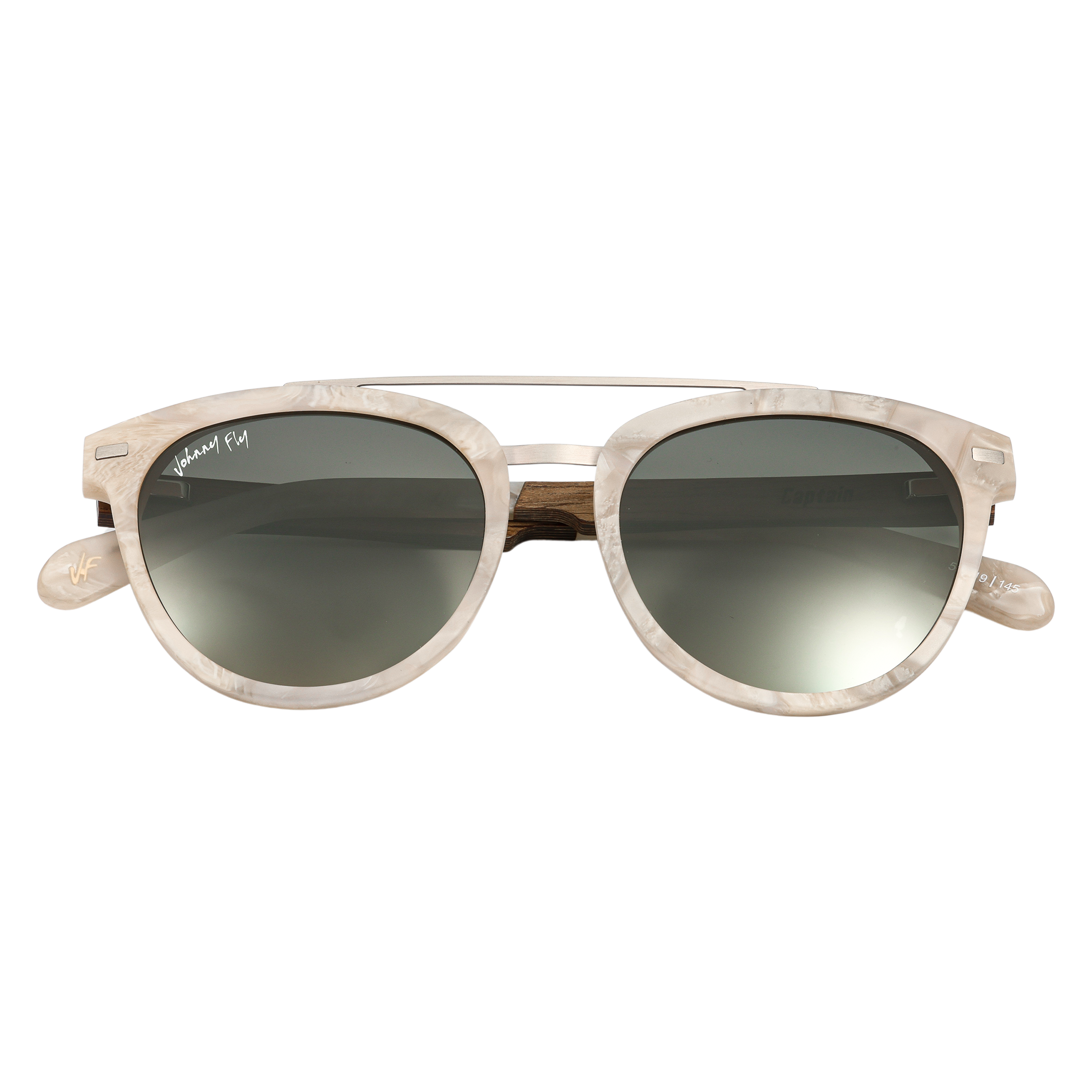 Captain METEOR Crossbar Aviator Polarized Sunglasses by Johnny Fly | Handcrafted with Acetate and Wood #color_meteor