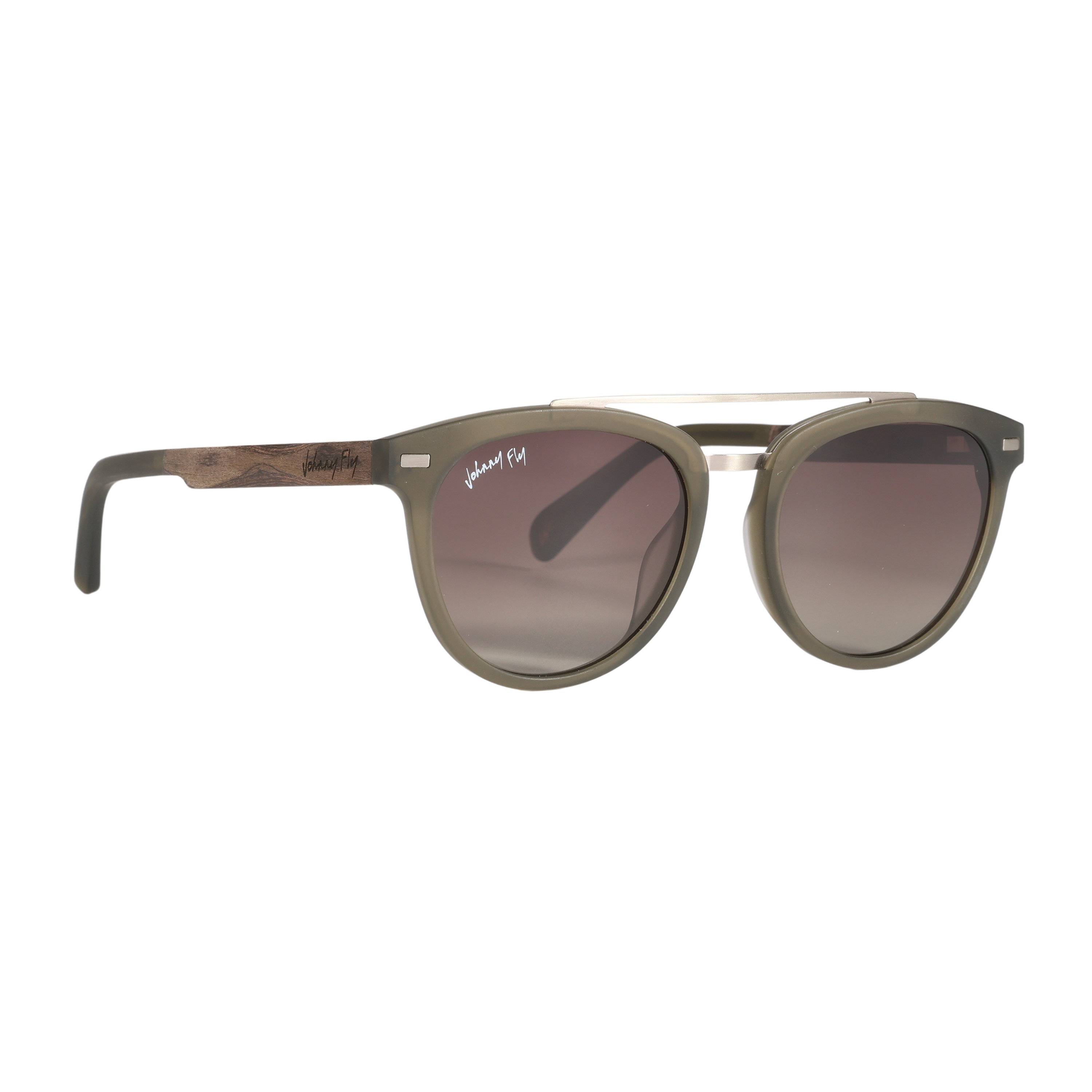 Captain SANDED OLIVE Crossbar Aviator Polarized Sunglasses by Johnny Fly | Handcrafted with Acetate and Wood #color_sanded-olive