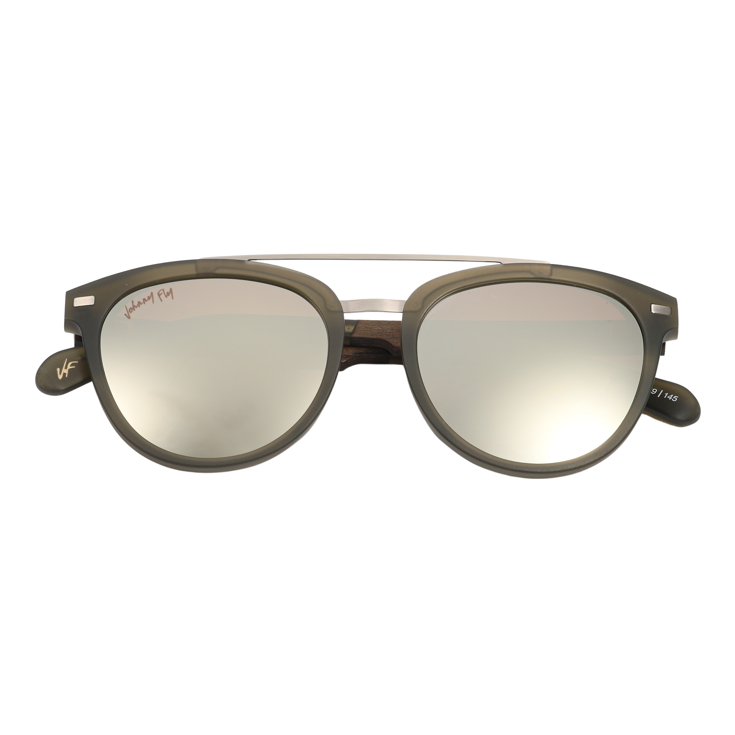Captain SANDED OLIVE Crossbar Aviator mirror Polarized Sunglasses by Johnny Fly | Handcrafted with Acetate and Wood #color_sanded-olive