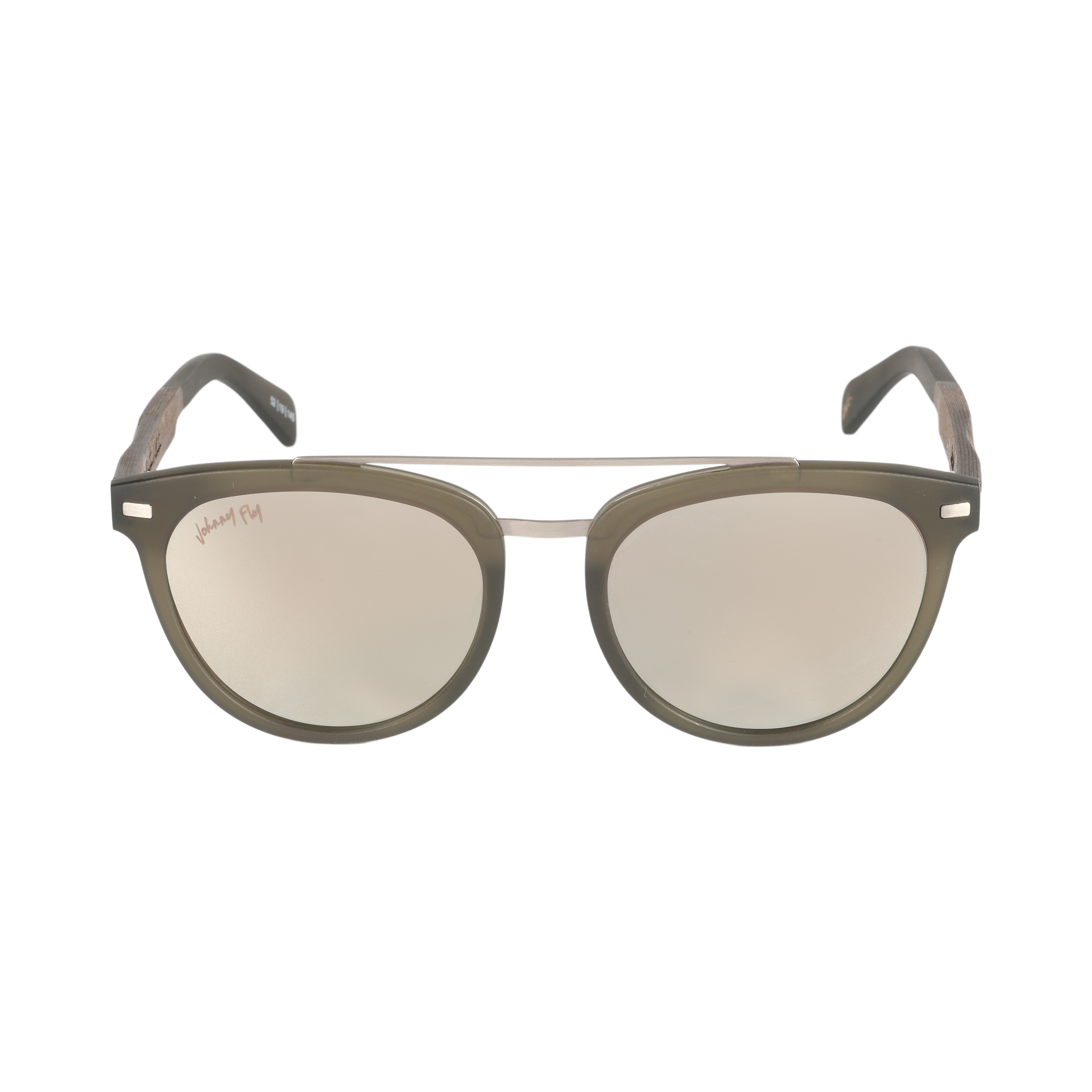 Captain SANDED OLIVE Crossbar Aviator mirror Polarized Sunglasses by Johnny Fly | Handcrafted with Acetate and Wood #color_sanded-olive