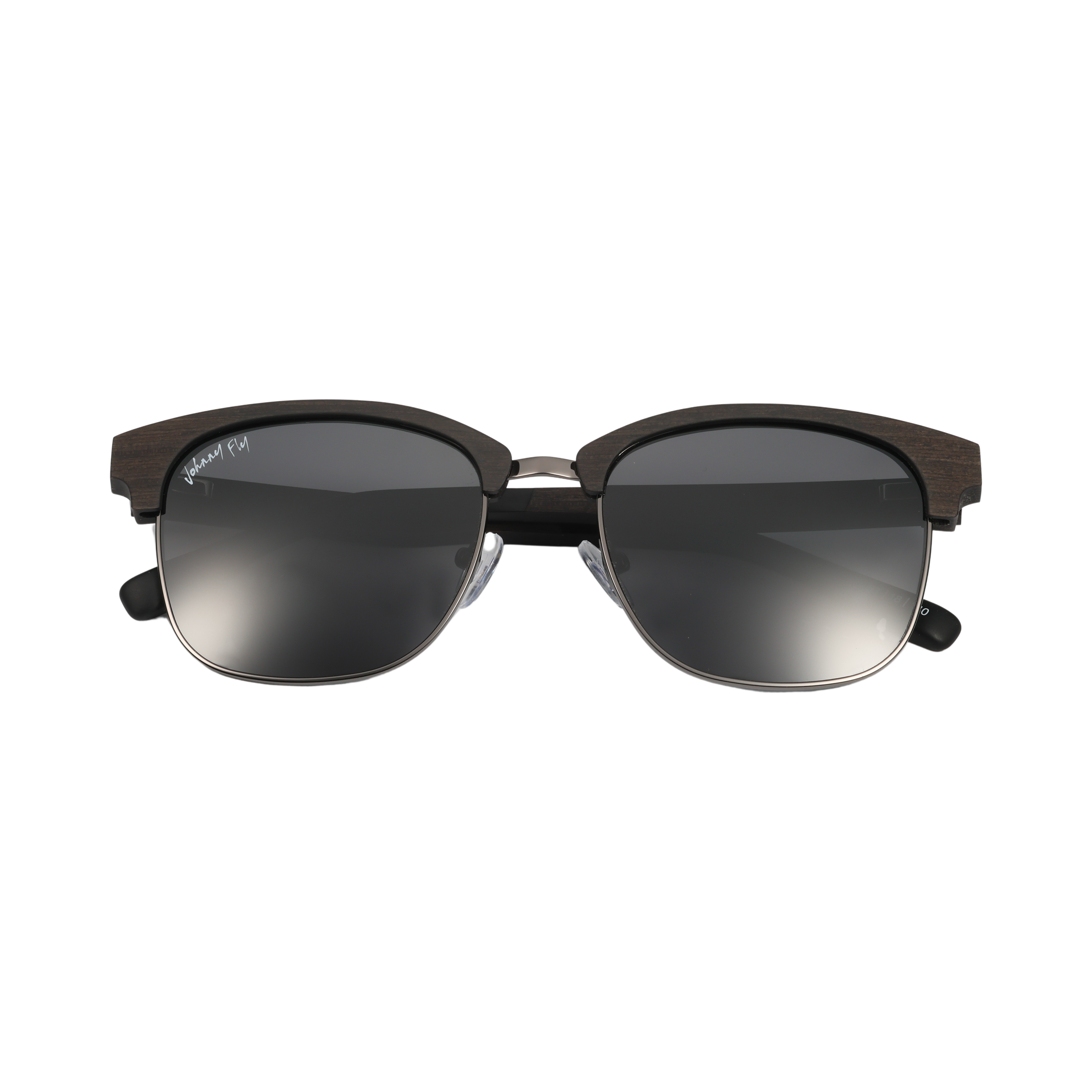 Hughes Polarized Sunglasses - Gunmetal / Wood Club Master Style - Johnny Fly | #color_gunmetal