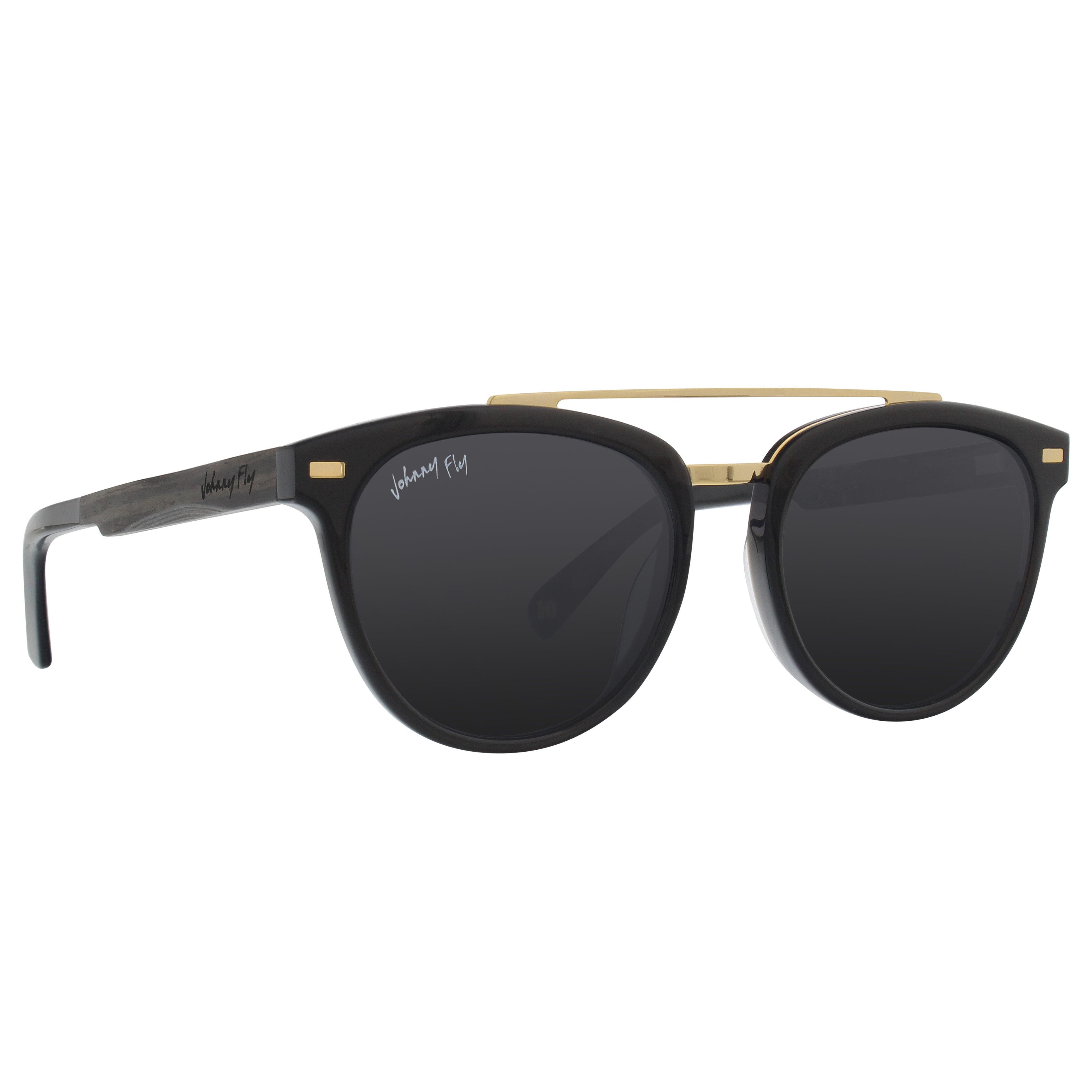Captain Anniversary Edition Crossbar Aviator Polarized Sunglasses by Johnny Fly | Handcrafted with Acetate and Wood #color_black-pearl-anniversary-edition