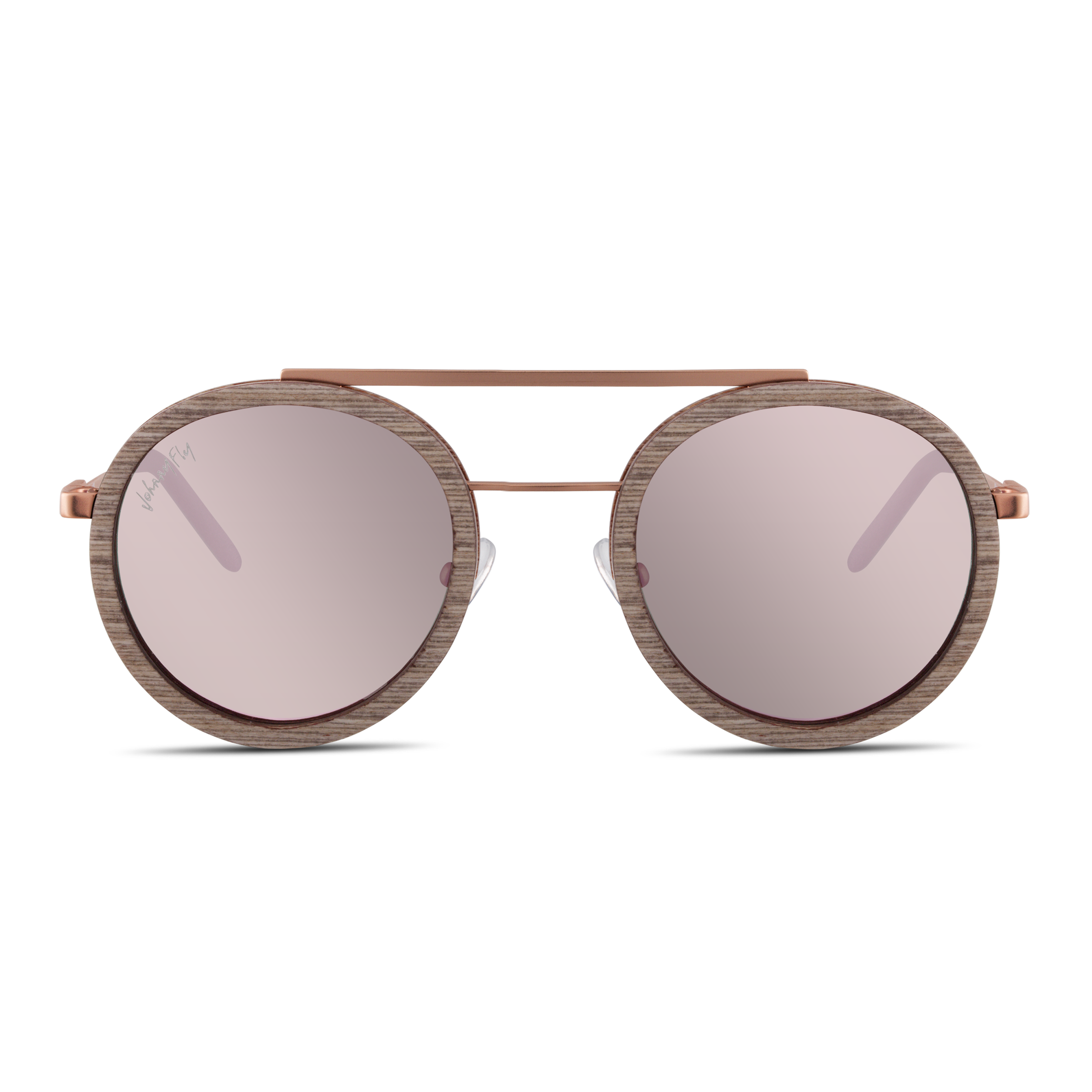 Johnny Fly Riker Rose Gold | Grey / Rose Gold Reflect Polarized Sunglasses | #color_rose-gold