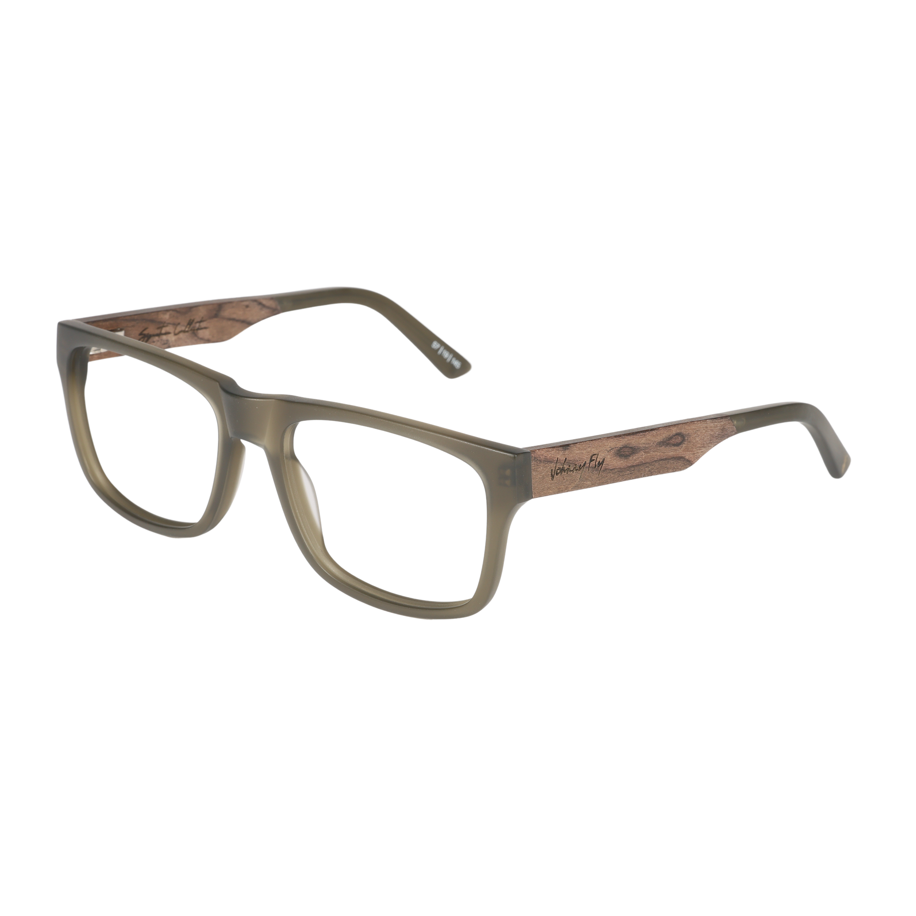 7Thirty7 737 SANDED OLIVE square large fit wide Eyeglasses Prescription by Johnny Fly | Handcrafted with Acetate and Wood  