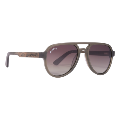 Apache SANDED OLIVE Retro Aviator Polarized Sunglasses by Johnny Fly | Handcrafted with Acetate and Wood  #color_sanded-olive