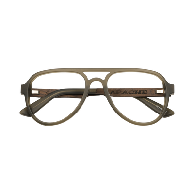 Apache SANDED OLIVE Retro Aviator Prescription Eyeglasses by Johnny Fly | Handcrafted with Acetate and Wood  #color_sanded-olive