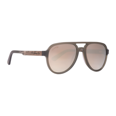 Apache SANDED OLIVE Retro Aviator Gold Mirror Polarized Sunglasses by Johnny Fly | Handcrafted with Acetate and Wood  #color_sanded-olive