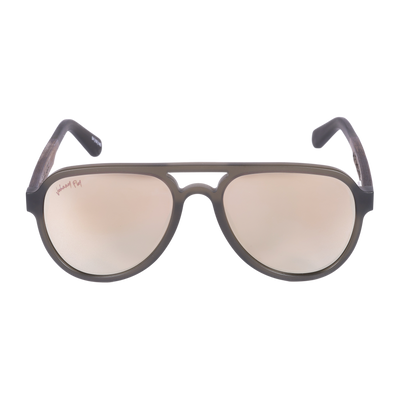 Apache SANDED OLIVE Retro Aviator Gold Mirror Polarized Sunglasses by Johnny Fly | Handcrafted with Acetate and Wood  #color_sanded-olive