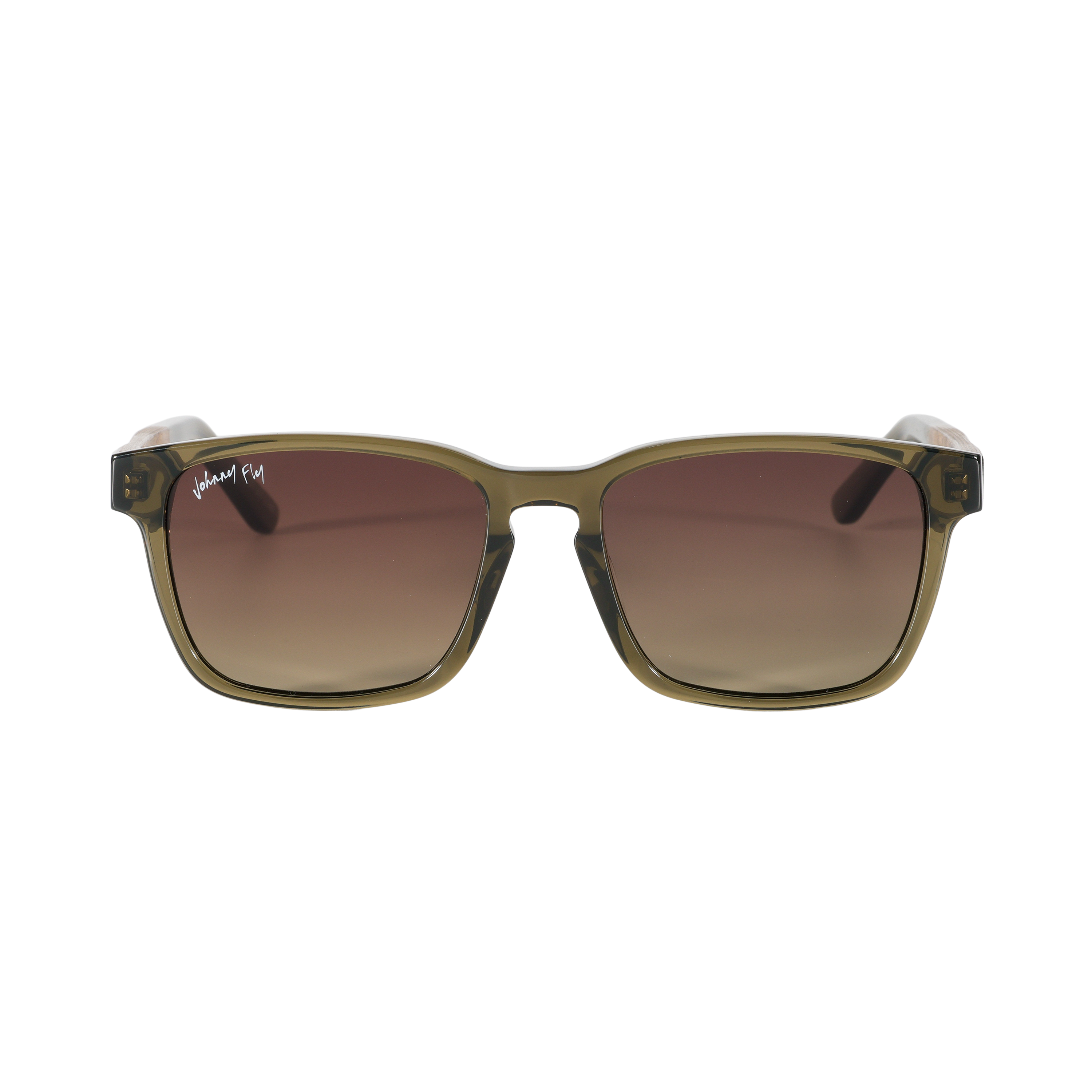 Branch Wooden Polarized Sunglasses by Johnny Fly Front Angle - Olive
 