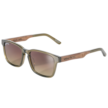 Branch Wooden Polarized Sunglasses by Johnny Fly -Right Angle - Olive
 #color_olive