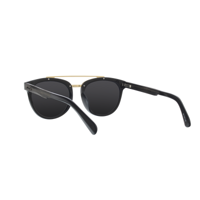 Captain Anniversary Edition Crossbar Aviator Polarized Sunglasses by Johnny Fly | Handcrafted with Acetate and Wood  #color_black-pearl-anniversary-edition
