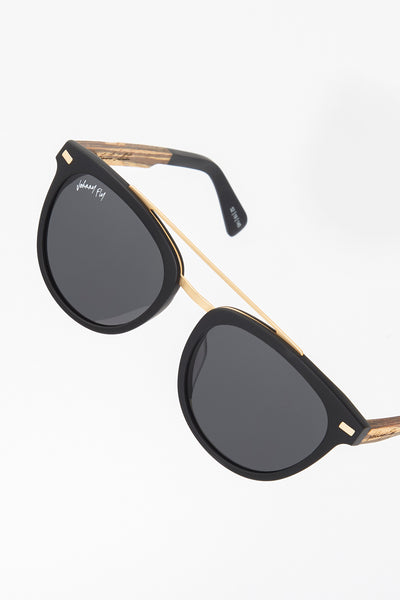 Captain MATTE BLACK Crossbar Aviator Polarized Sunglasses by Johnny Fly | Handcrafted with Acetate and Wood #color_matte-black