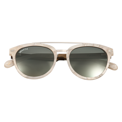 Captain METEOR Crossbar Aviator Polarized Sunglasses by Johnny Fly | Handcrafted with Acetate and Wood 