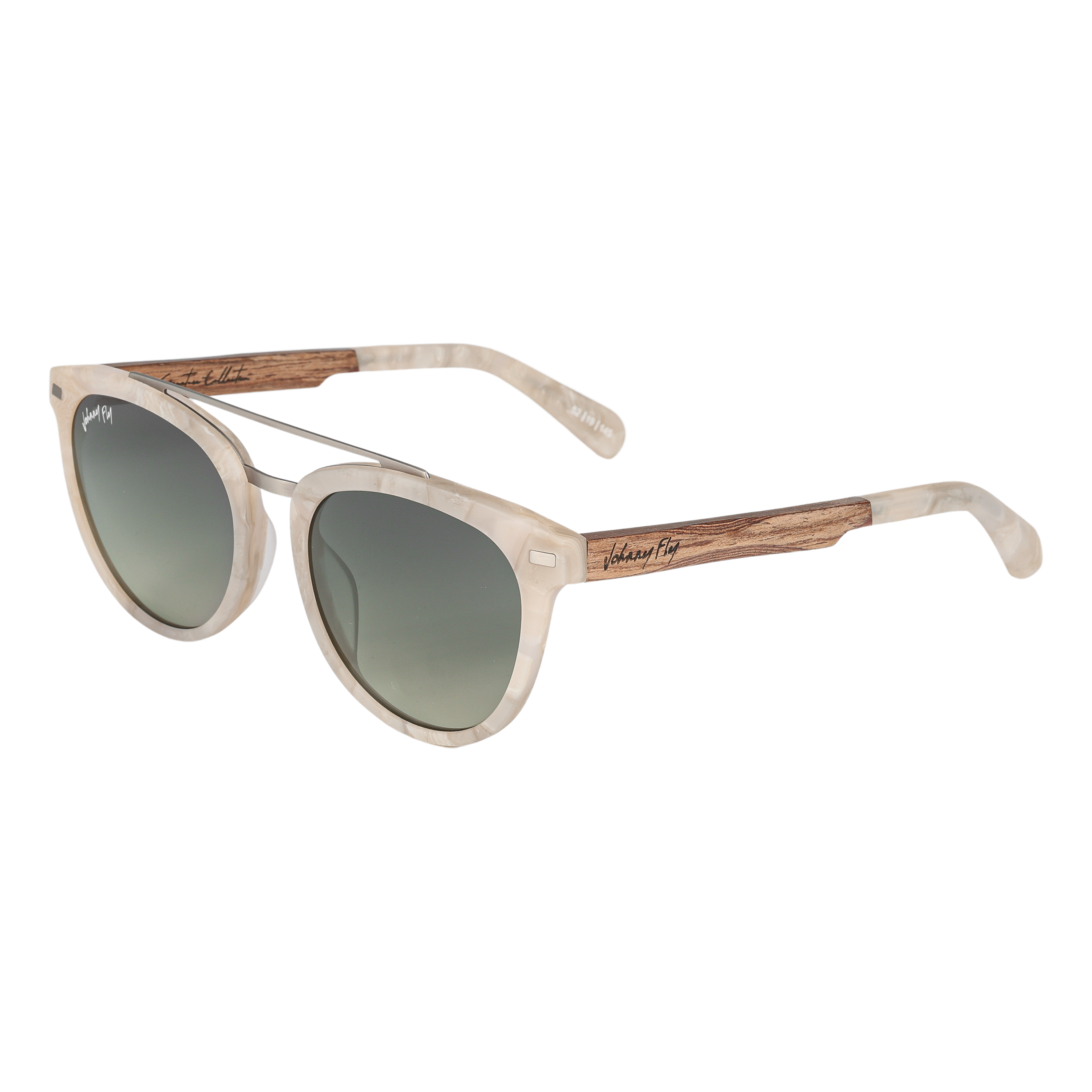 Captain METEOR Crossbar Aviator Polarized Sunglasses by Johnny Fly | Handcrafted with Acetate and Wood 