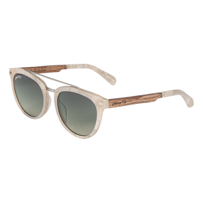 Captain METEOR Crossbar Aviator Polarized Sunglasses by Johnny Fly | Handcrafted with Acetate and Wood 