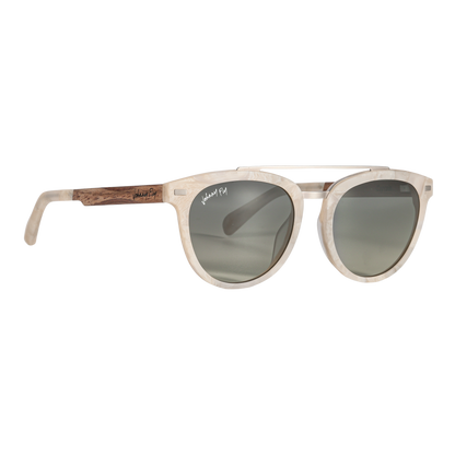 Captain METEOR Crossbar Aviator Polarized Sunglasses by Johnny Fly | Handcrafted with Acetate and Wood 