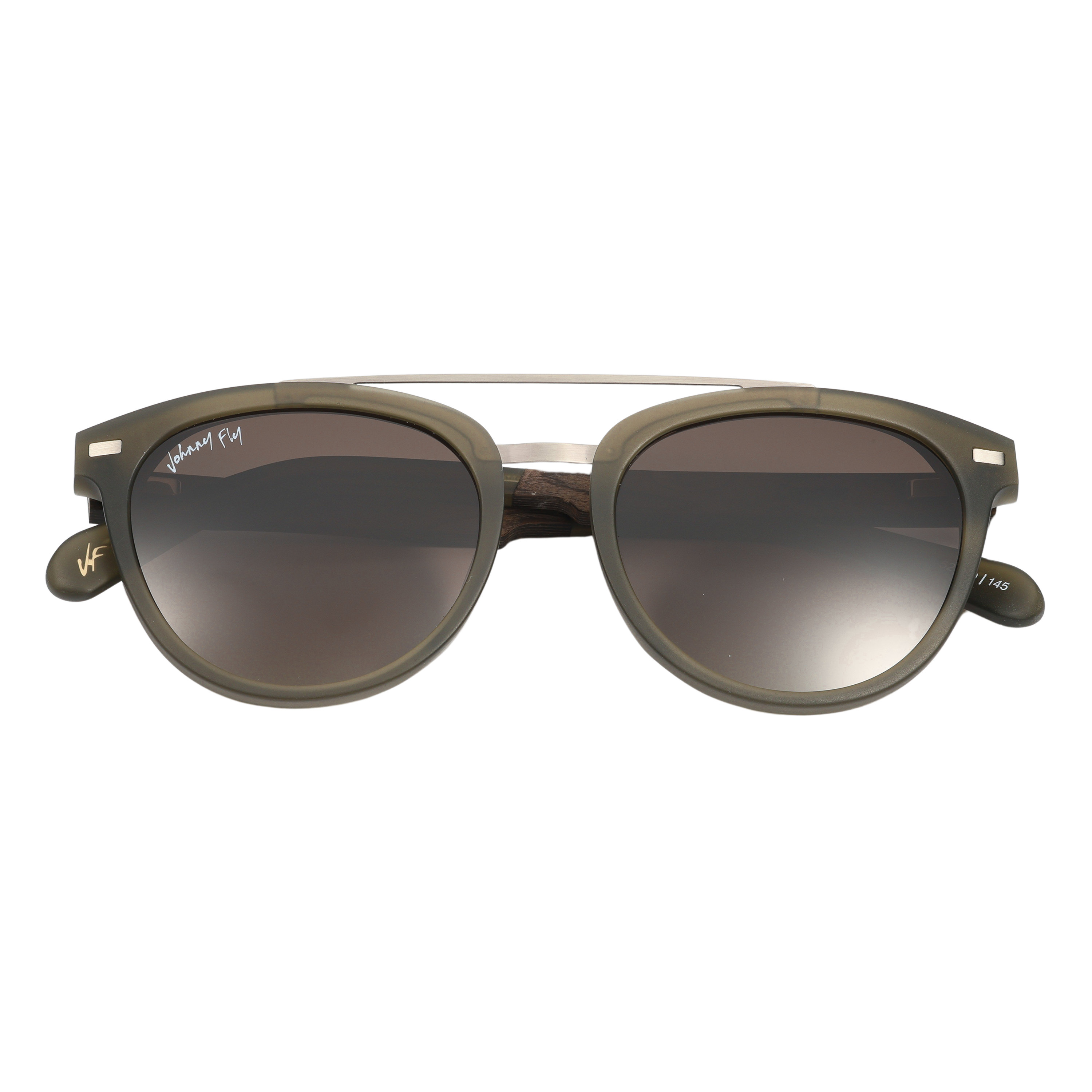 Captain SANDED OLIVE Crossbar Aviator Polarized Sunglasses by Johnny Fly | Handcrafted with Acetate and Wood  