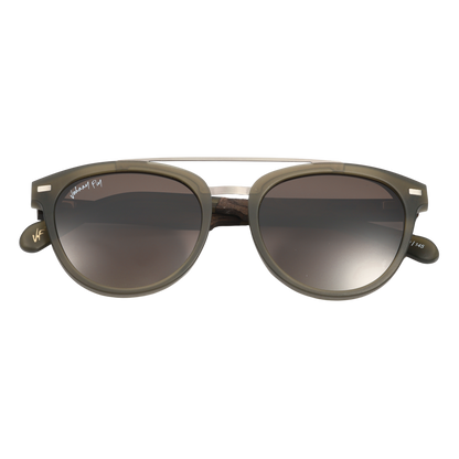 Captain SANDED OLIVE Crossbar Aviator Polarized Sunglasses by Johnny Fly | Handcrafted with Acetate and Wood  