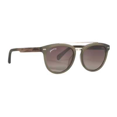 Captain SANDED OLIVE Crossbar Aviator Polarized Sunglasses by Johnny Fly | Handcrafted with Acetate and Wood  #color_sanded-olive