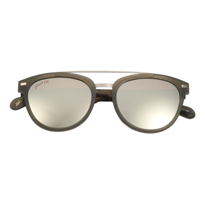 Captain SANDED OLIVE Crossbar Aviator mirror Polarized Sunglasses by Johnny Fly | Handcrafted with Acetate and Wood  