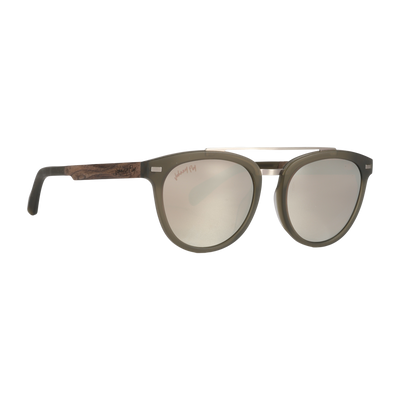 Captain SANDED OLIVE Crossbar Aviator mirror Polarized Sunglasses by Johnny Fly | Handcrafted with Acetate and Wood  #color_sanded-olive
