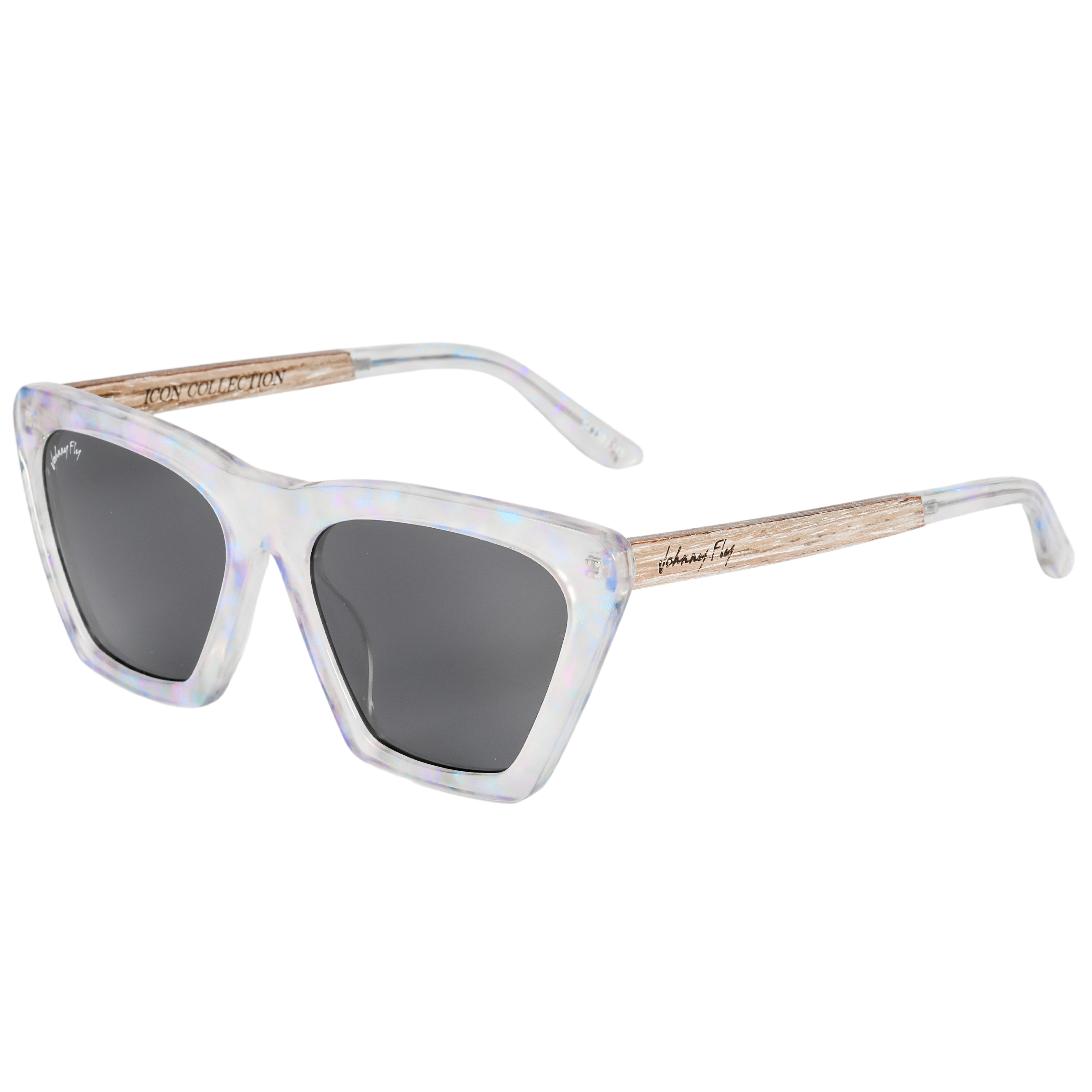 FIGURE - Unicorn Holographic Polarized wooden / acetate Sunglasses - Johnny Fly Eyewear | 