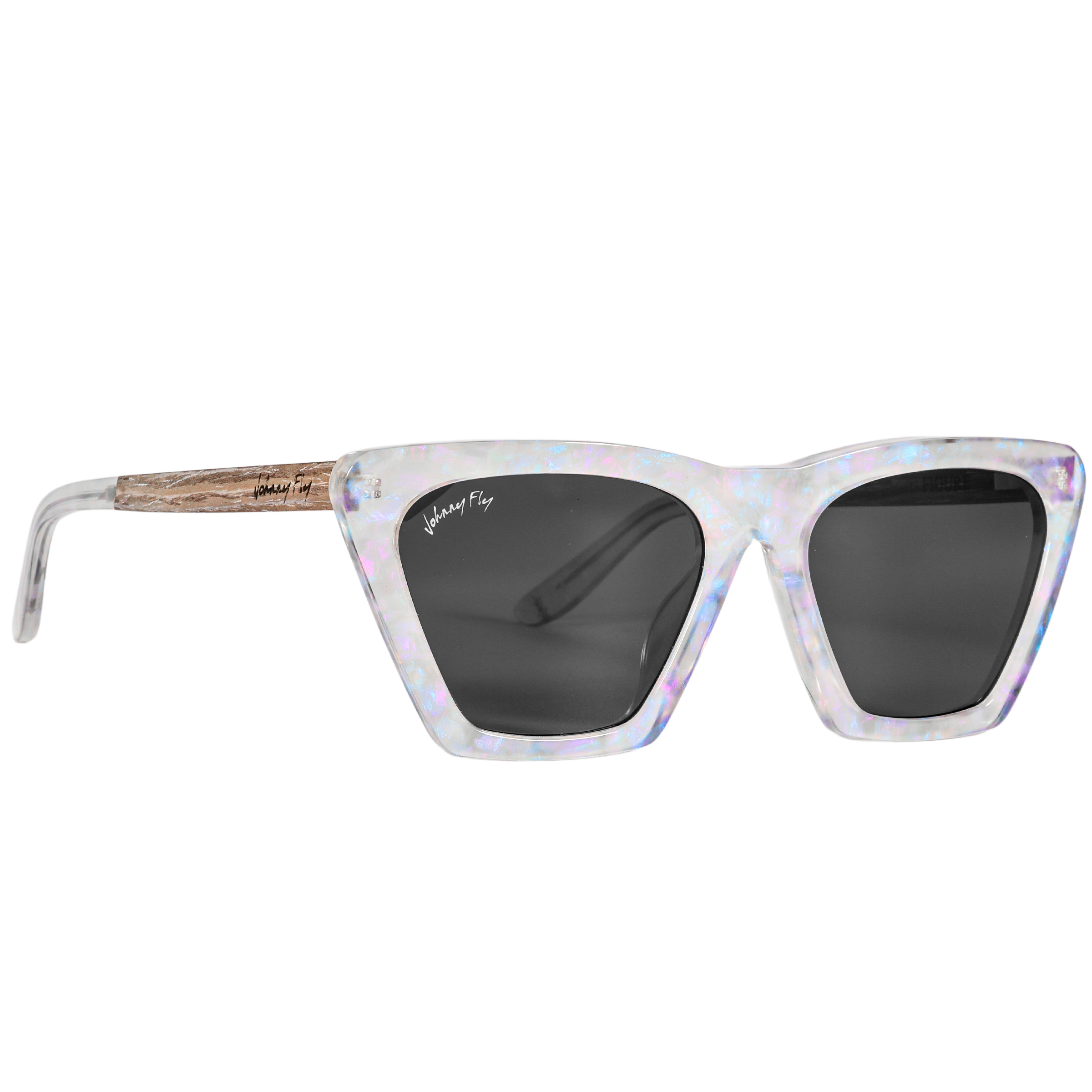 FIGURE - Unicorn Holographic Polarized wooden / acetate Sunglasses - Johnny Fly Eyewear | 