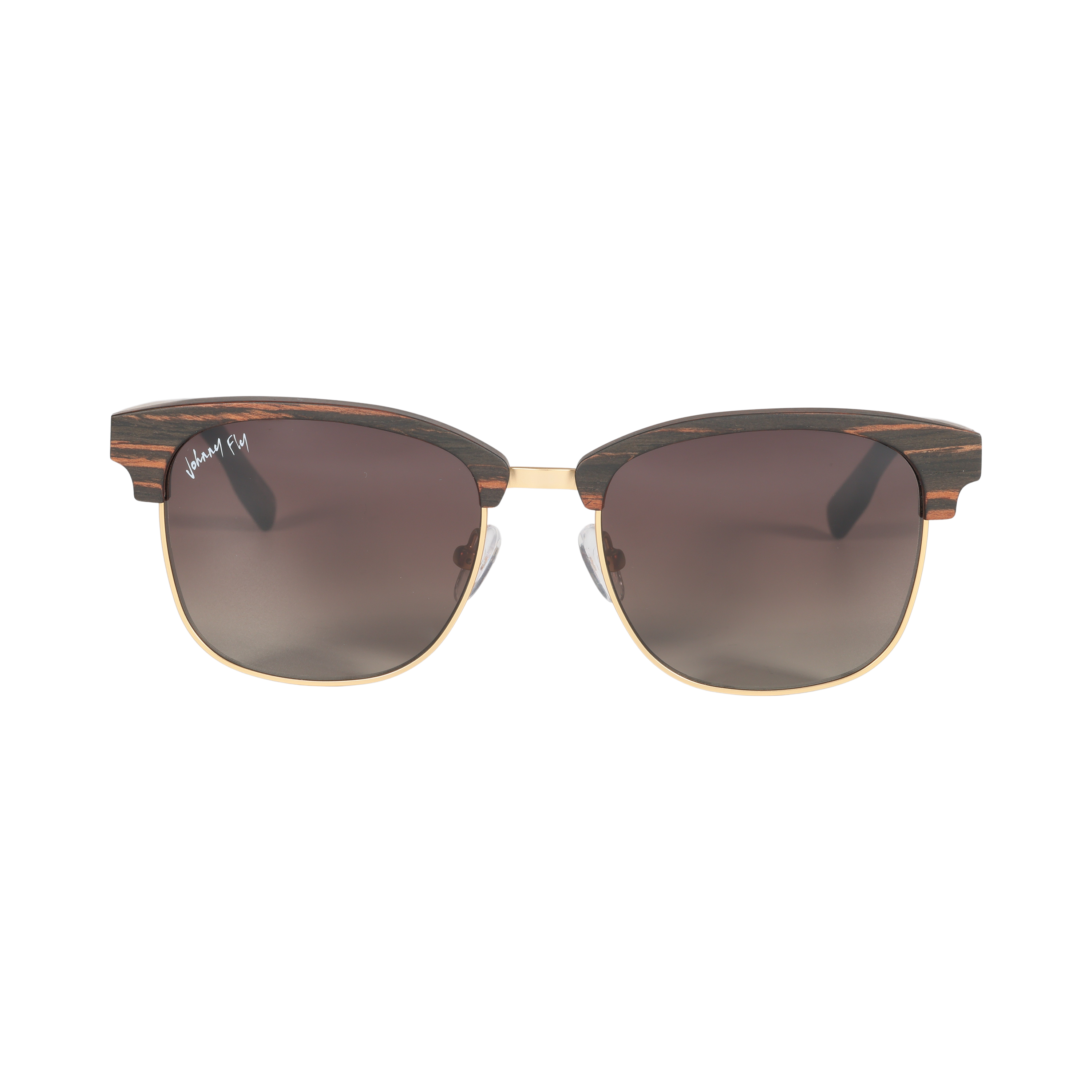 Hughes Polarized Sunglasses - Gold / Wood Club Master Style - Johnny Fly | #color_gold