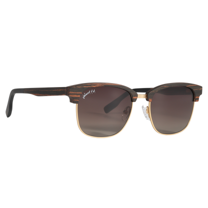 Hughes Polarized Sunglasses - Gold / Wood Club Master Style - Johnny Fly | #color_gold