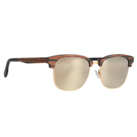 Hughes Mirrored Polarized Sunglasses - Gold / Wood Club Master Style - Johnny Fly | #color_gold