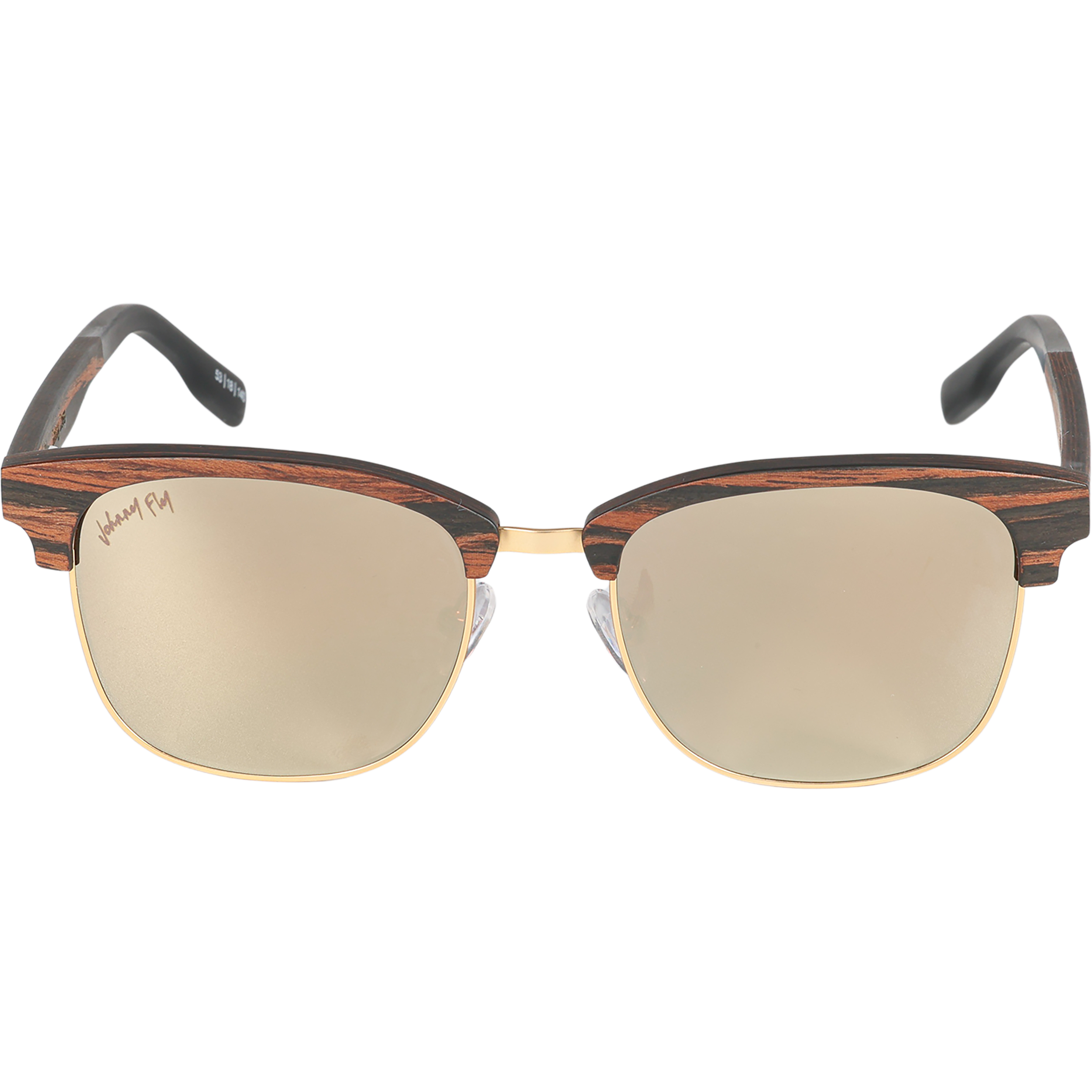 Hughes Mirrored Polarized Sunglasses - Gold / Wood Club Master Style - Johnny Fly | #color_gold