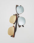 Hughes Mirrored Polarized Sunglasses - Gold / Wood Club Master Style - Johnny Fly | 