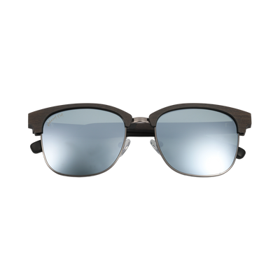Hughes Mirrored Polarized Sunglasses - Gunmetal / Wood Club Master Style - Johnny Fly | #color_gunmetal