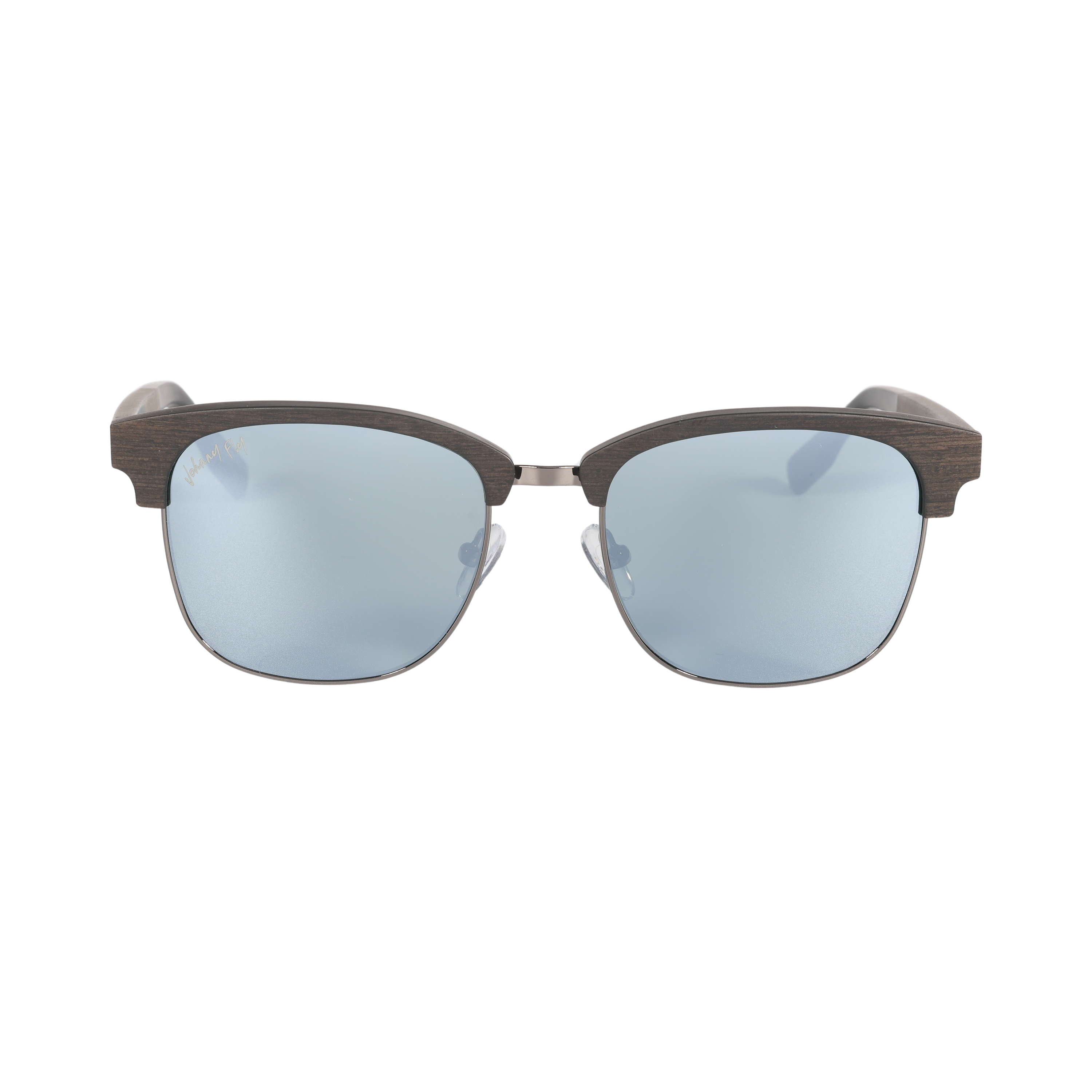 Hughes Mirrored Polarized Sunglasses - Gunmetal / Wood Club Master Style - Johnny Fly | #color_gunmetal