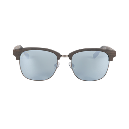 Hughes Mirrored Polarized Sunglasses - Gunmetal / Wood Club Master Style - Johnny Fly | #color_gunmetal