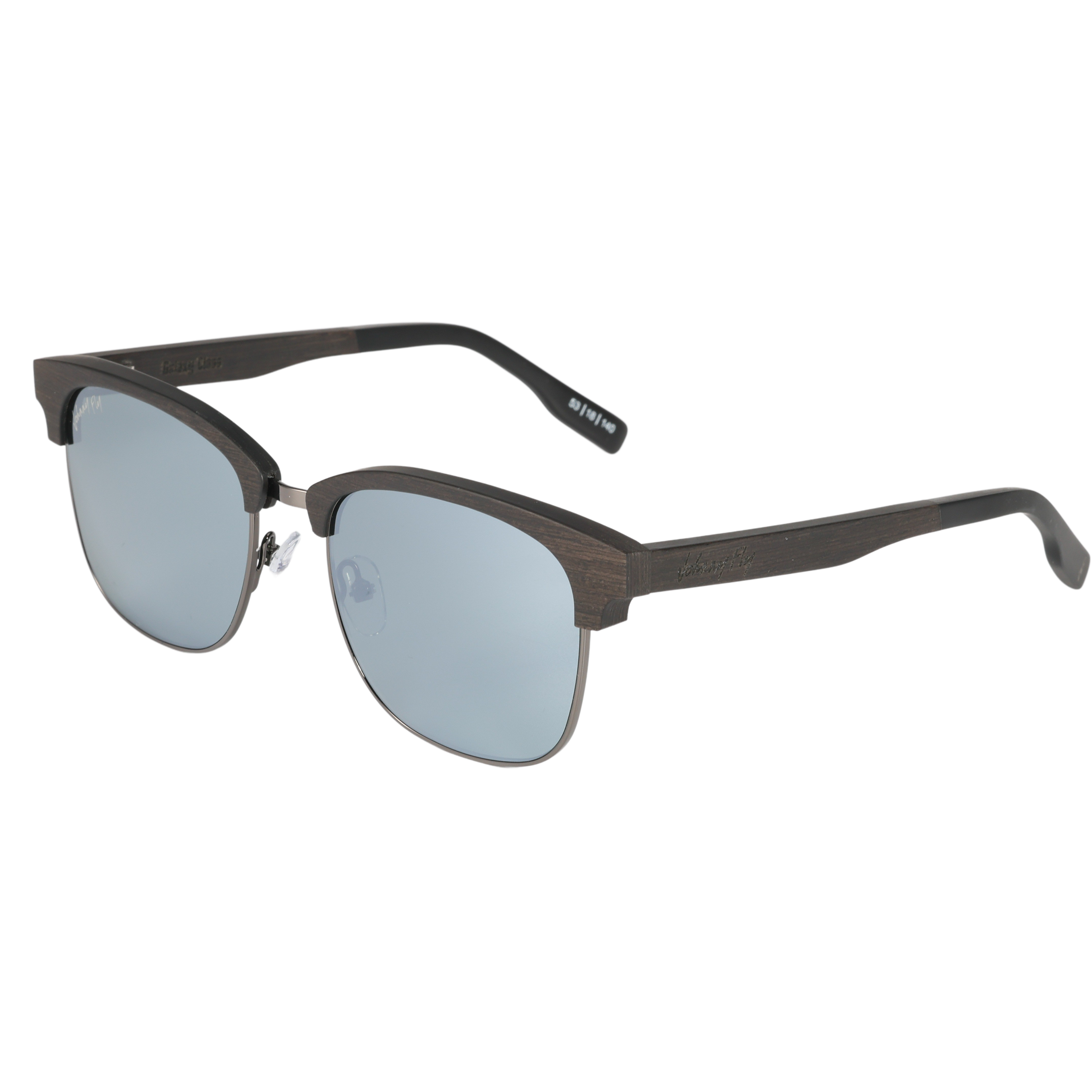 Hughes Mirrored Polarized Sunglasses - Gunmetal / Wood Club Master Style - Johnny Fly | 