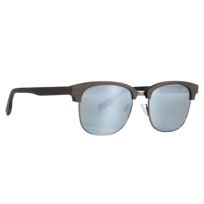 Hughes Mirrored Polarized Sunglasses - Gunmetal / Wood Club Master Style - Johnny Fly | #color_gunmetal