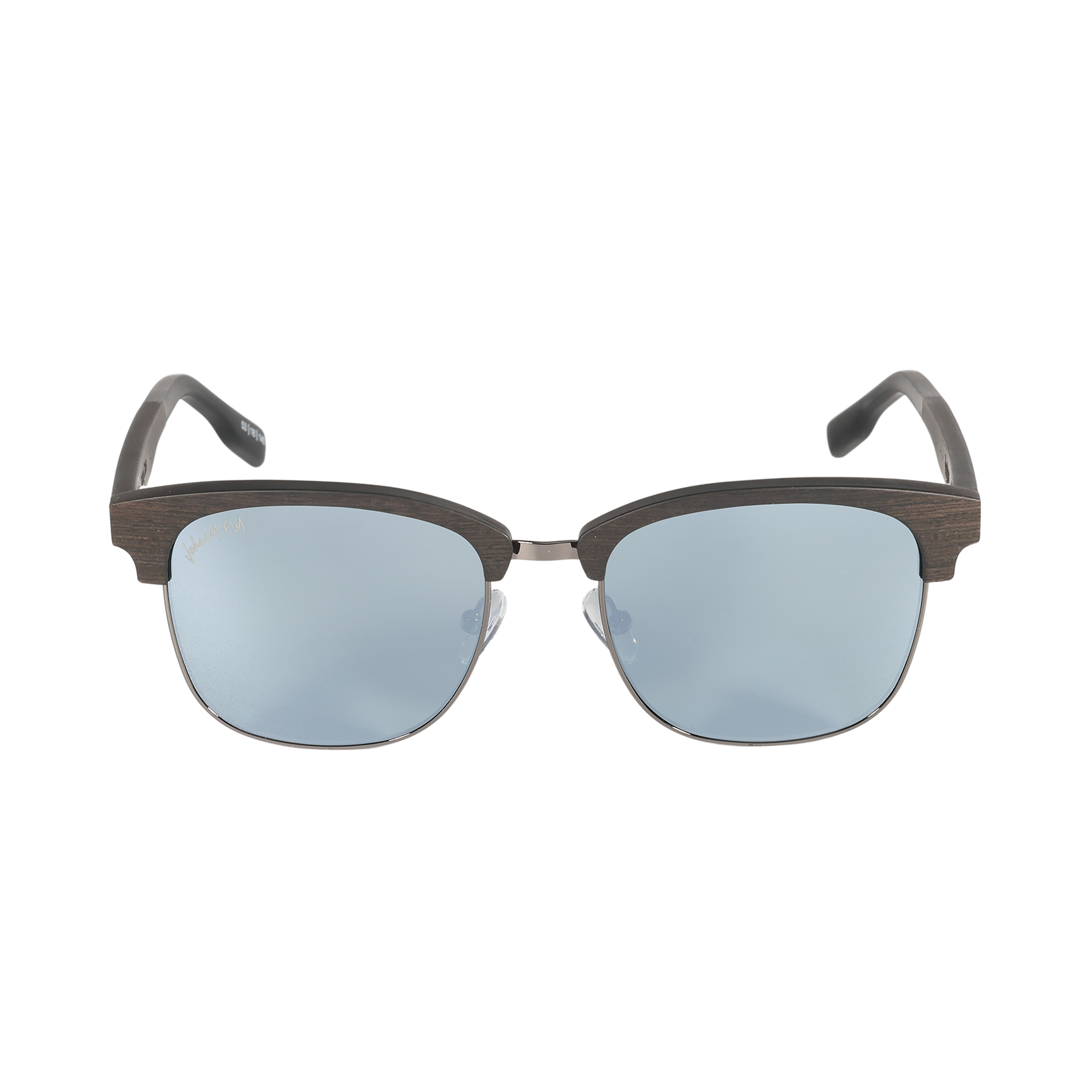 Hughes Mirrored Polarized Sunglasses - Gunmetal / Wood Club Master Style - Johnny Fly | 