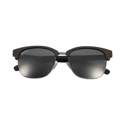 Hughes Polarized Sunglasses - Gunmetal / Wood Club Master Style - Johnny Fly | #color_gunmetal