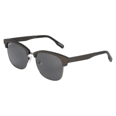 Hughes Polarized Sunglasses - Gunmetal / Wood Club Master Style - Johnny Fly | #color_gunmetal