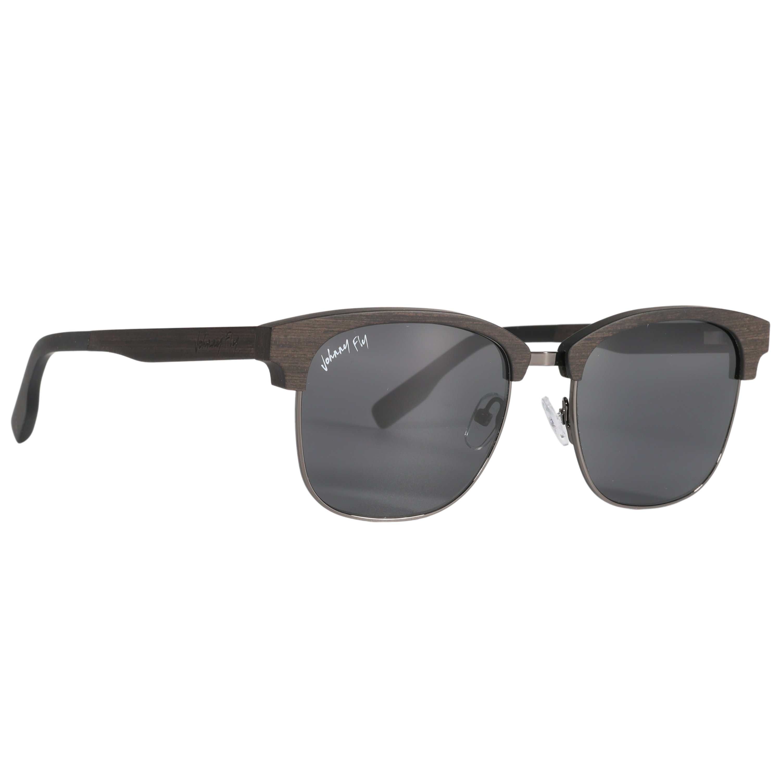 Hughes Polarized Sunglasses - Gunmetal / Wood Club Master Style - Johnny Fly | #color_gunmetal