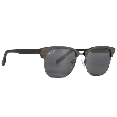 Hughes Polarized Sunglasses - Gunmetal / Wood Club Master Style - Johnny Fly | #color_gunmetal