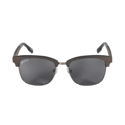 Hughes Polarized Sunglasses - Gunmetal / Wood Club Master Style - Johnny Fly | #color_gunmetal