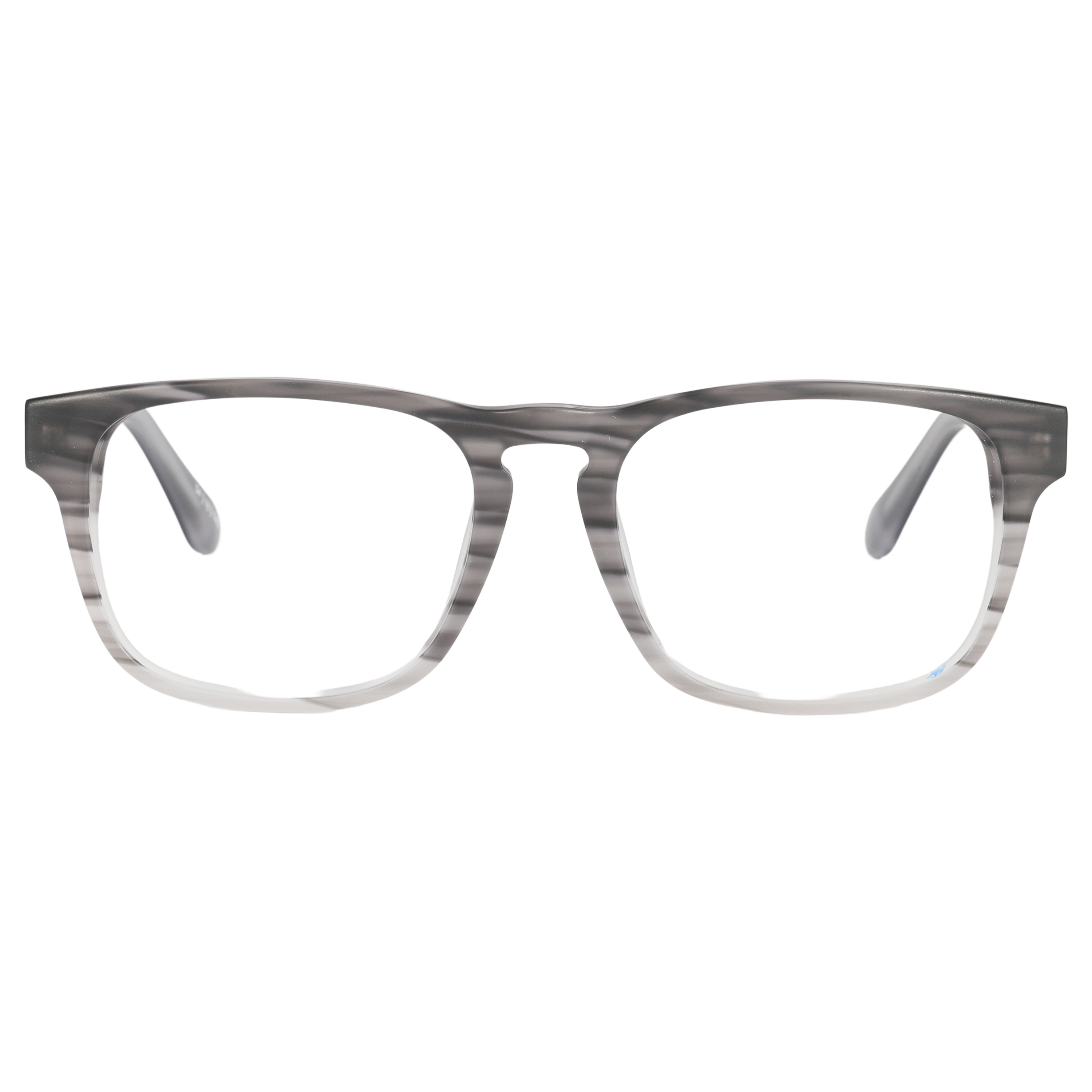 Front view of Johnny Fly &quot;Splinter&quot; sunglasses featuring a minimalistic design with iconic acetate front section, wooden arms, spring hinges, and nylon polarized lenses.