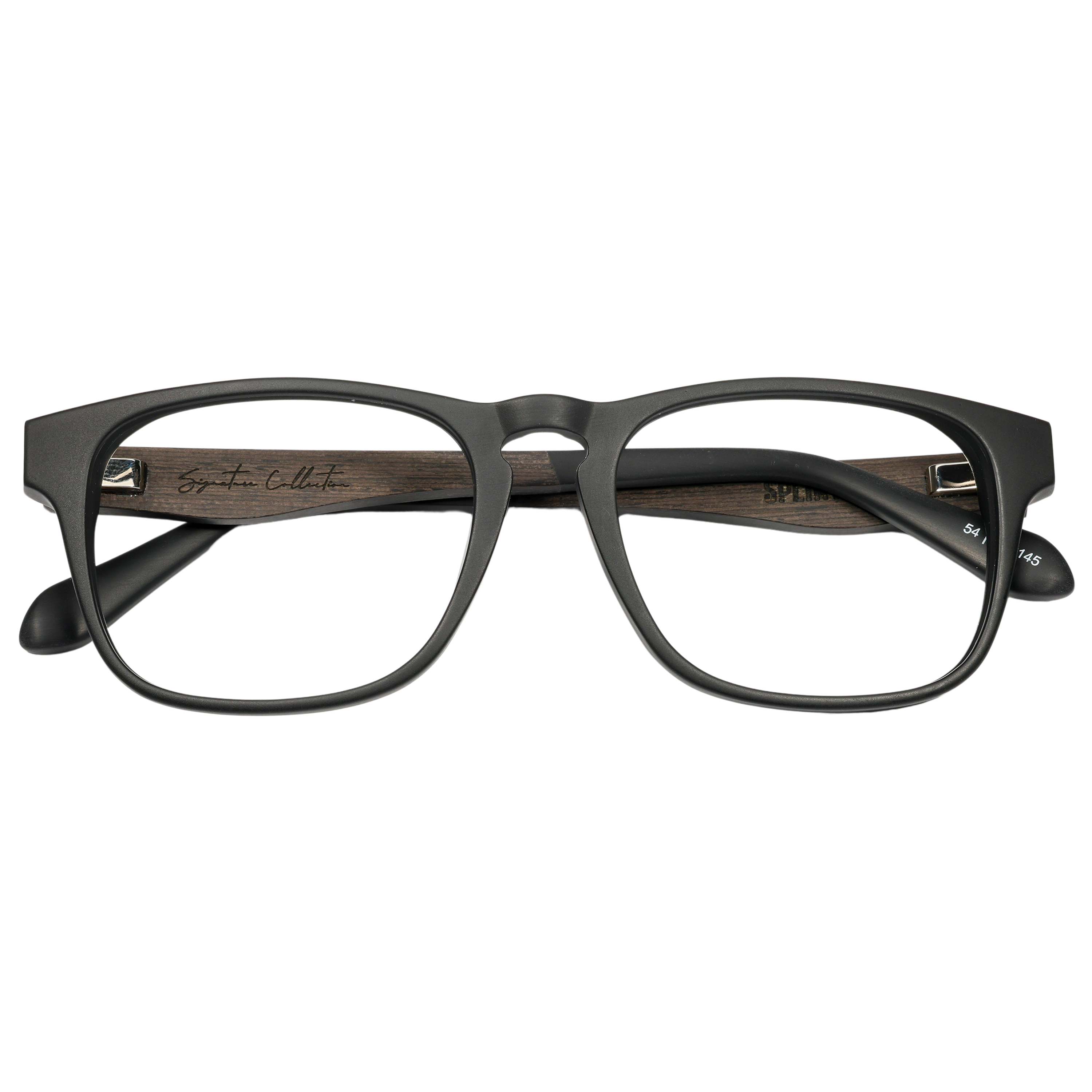 Johnny Fly Splinter Sunglasses featuring a modern and minimalist design with black acetate front, wooden arms, spring hinges, and nylon polarized lenses.