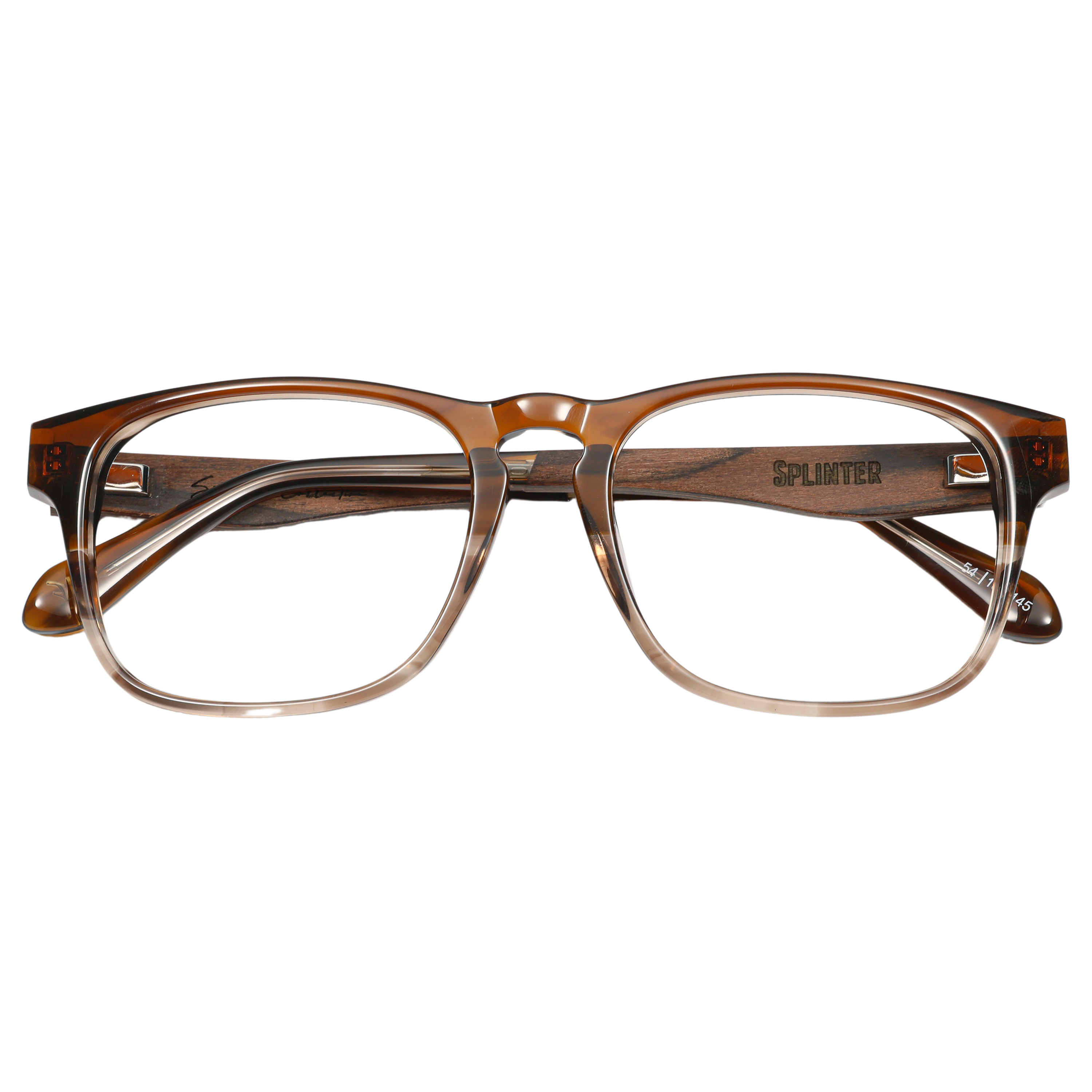 Modern Splinter Sunglasses by Johnny Fly featuring a timeless minimal design with an acetate front section, wooden arms, spring hinges, and nylon polarized lenses.