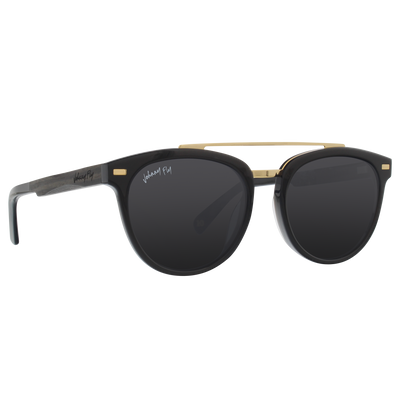 Captain Anniversary Edition Crossbar Aviator Polarized Sunglasses by Johnny Fly | Handcrafted with Acetate and Wood  #color_black-pearl-anniversary-edition