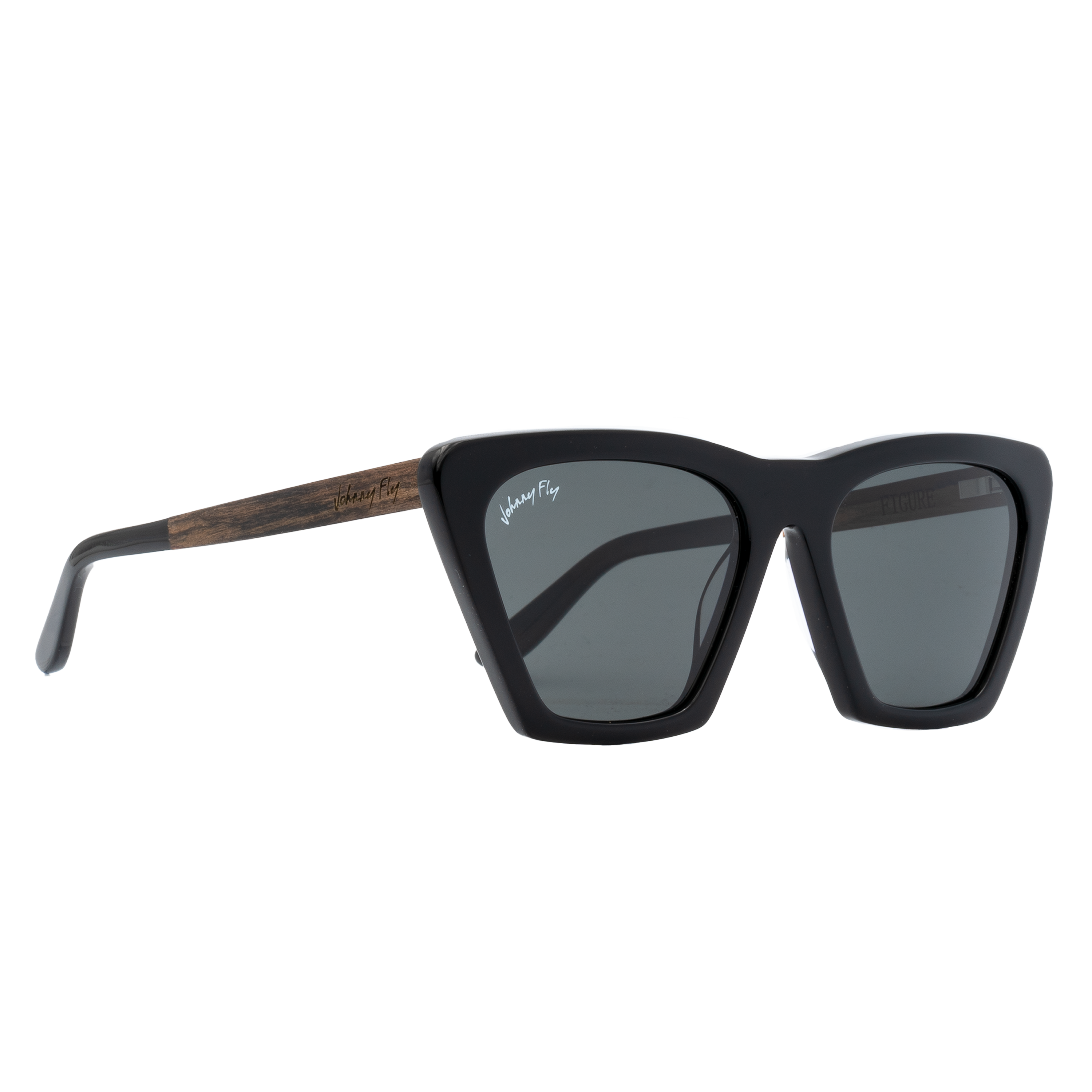 Figure Polarized Sunglasses by Johnny Fly - Gloss Black || Smoke Polarized #color_gloss-black